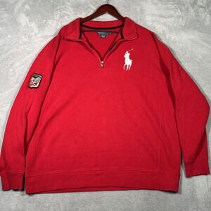 Polo Ralph Lauren 1/4 Zip Mens 3XLT 3XL Tall Red Pullover Big Pony Ski Vintage
